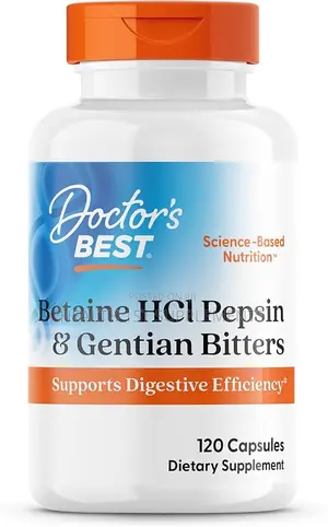 Betaine HCL Indigestion Bloating Heart Burn Acid Reflux 120 Caps