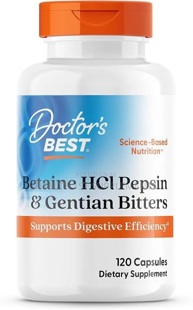 Betaine HCL Indigestion Bloating Heart Burn Acid Reflux 120 Caps