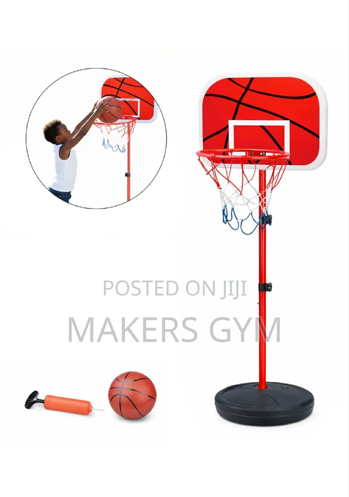 Kids Basketball Stand Set - Adjustable Basketball Hoop With Ball