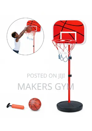 Kids Basketball Stand Set - Adjustable Basketball Hoop With Ball