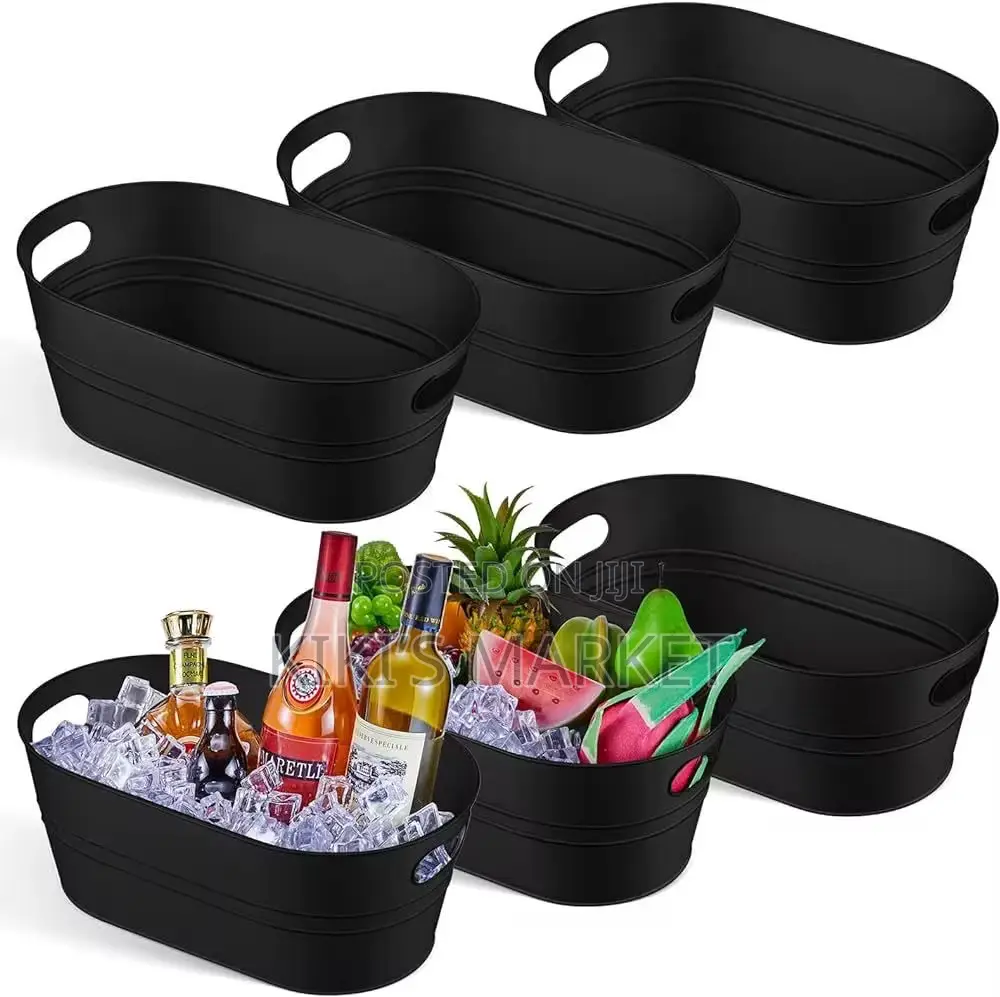 Galvanized Metal Ice Bucket Multifunctional Black/Silver