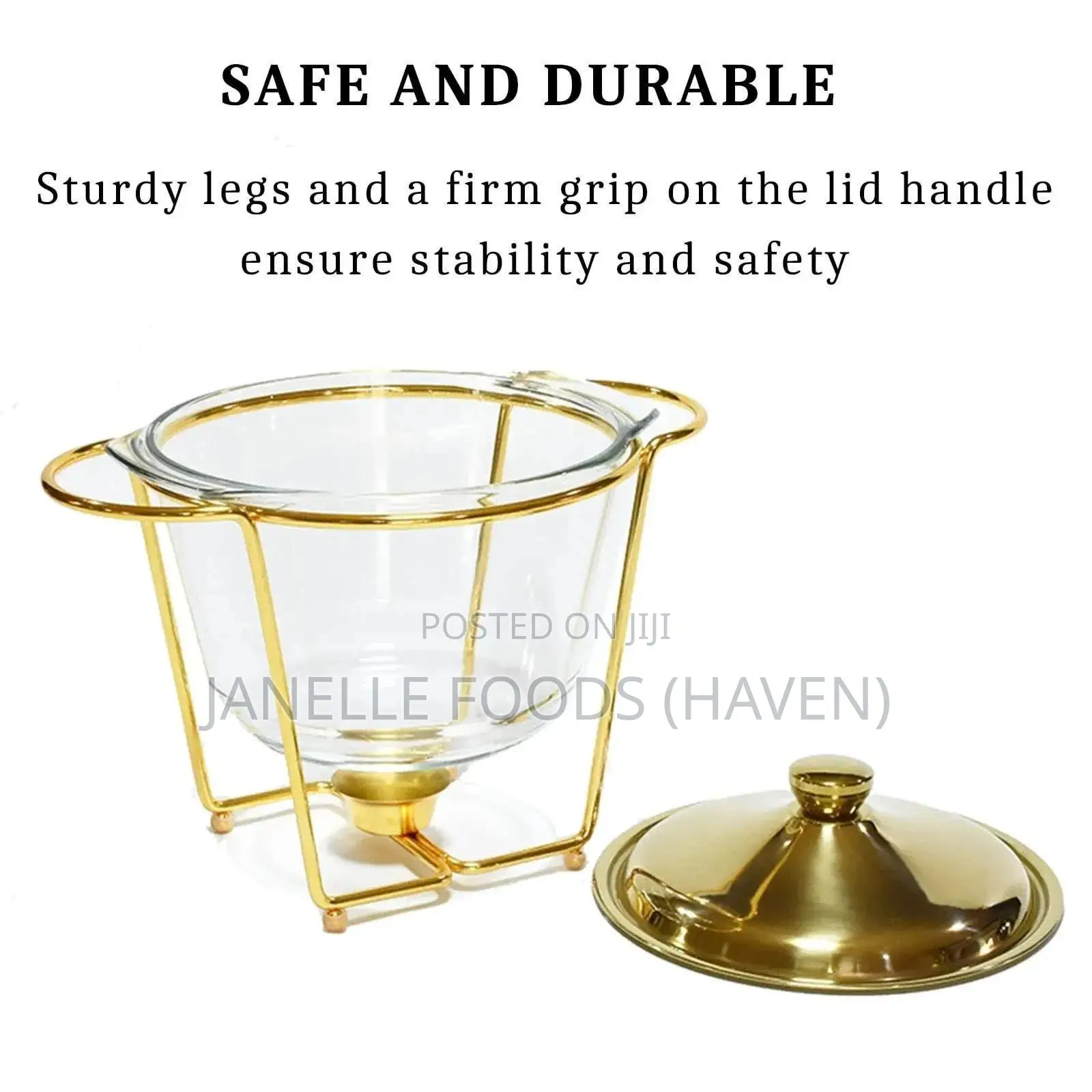 Deluxe Round Gold-toned Glass Chafing Dish