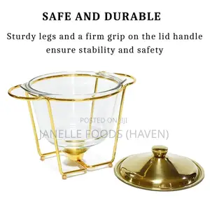 Deluxe Round Gold-toned Glass Chafing Dish