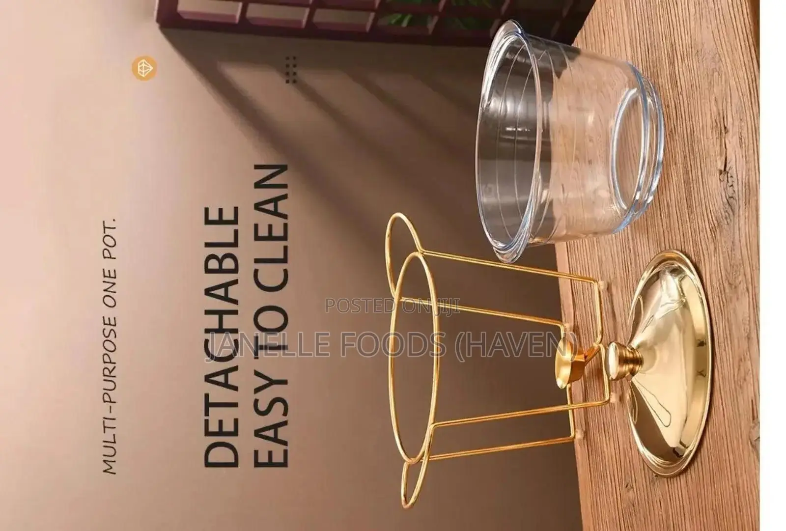 Deluxe Round Gold-toned Glass Chafing Dish