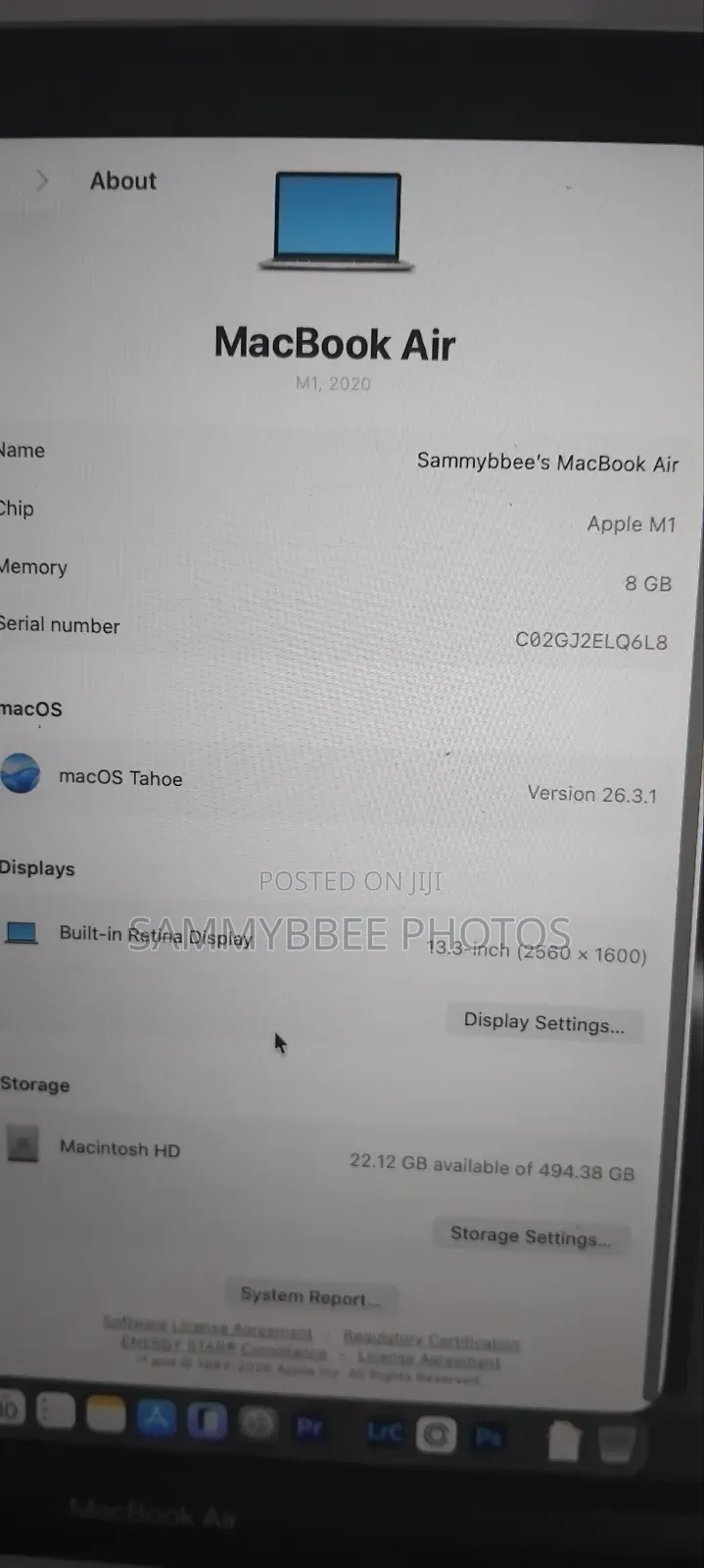 Laptop Apple MacBook Air 2020 M1 8GB Apple M1 SSD 512GB