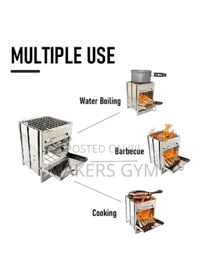 Wood Stove Charcoal Grill Stainless Barbecue for Camping Outdoor