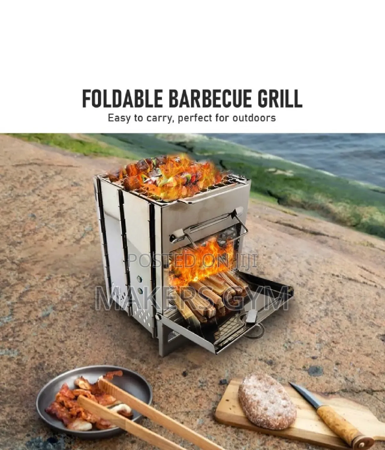 Wood Stove Charcoal Grill Stainless Barbecue for Camping Outdoor