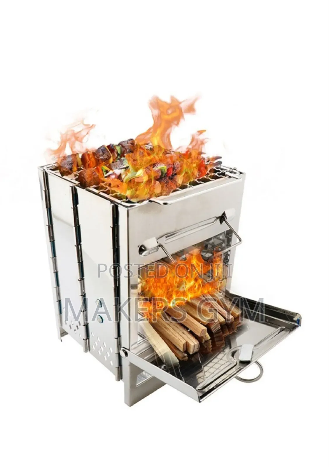 Wood Stove Charcoal Grill Stainless Barbecue for Camping Outdoor