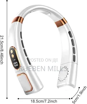 5 Wind Power High Capacity Battery White Fashion Neck Fan
