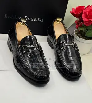 Black Crocodile Patterned Loafers
