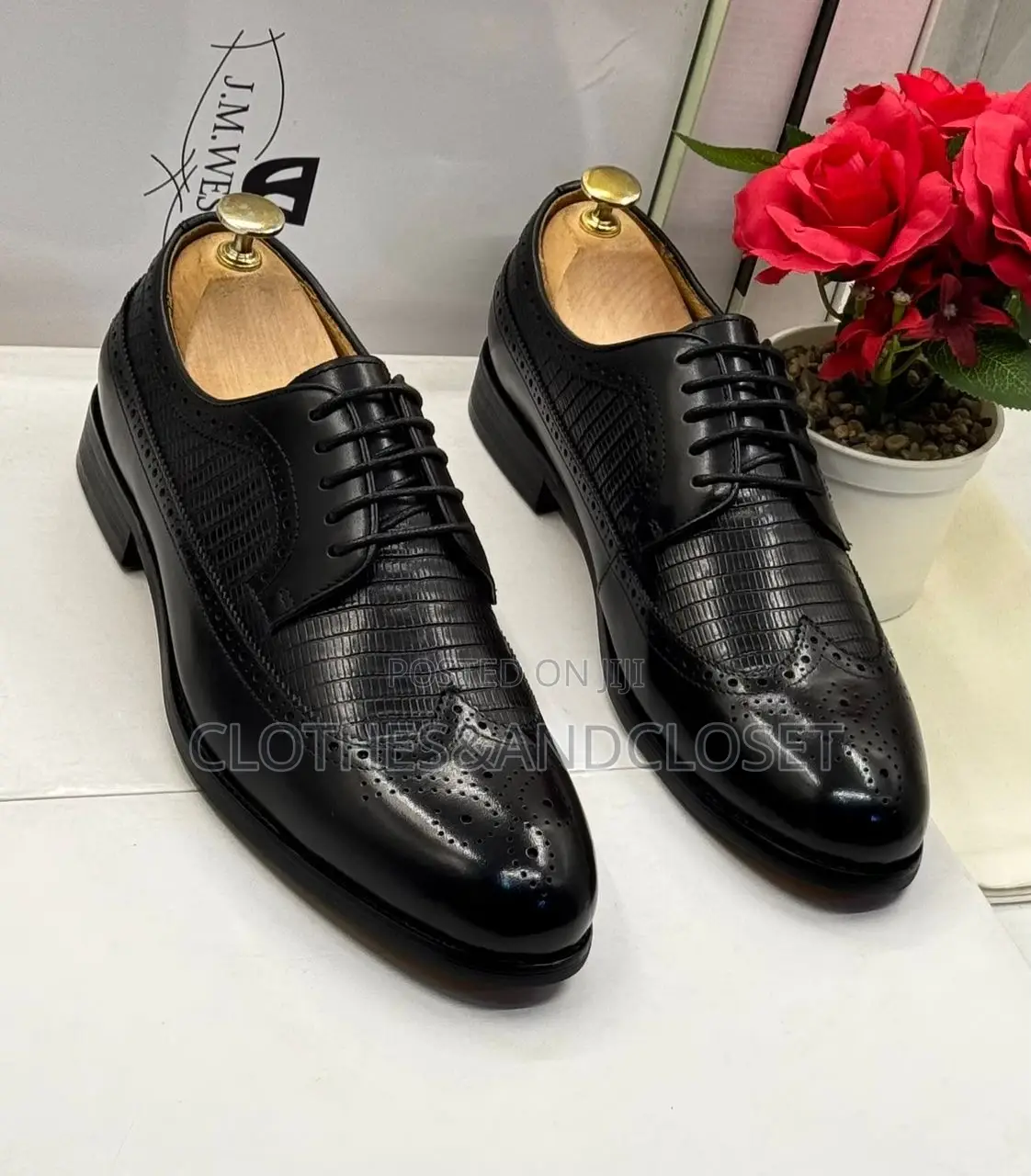 J.M. Weston Black Leather Men's Dress Shoes