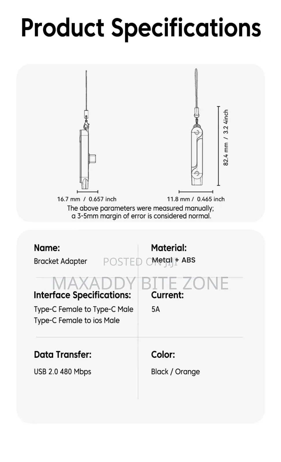 Type C Bracket Adapter for Phones and Tablets