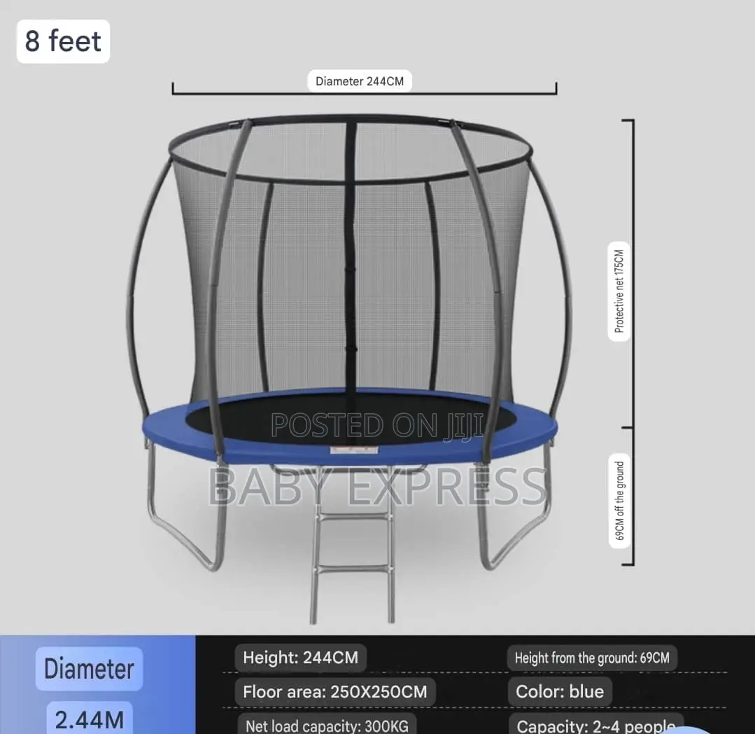 8ft Heavy-Duty Trampoline With Safety Net Ladder – Strong Safe