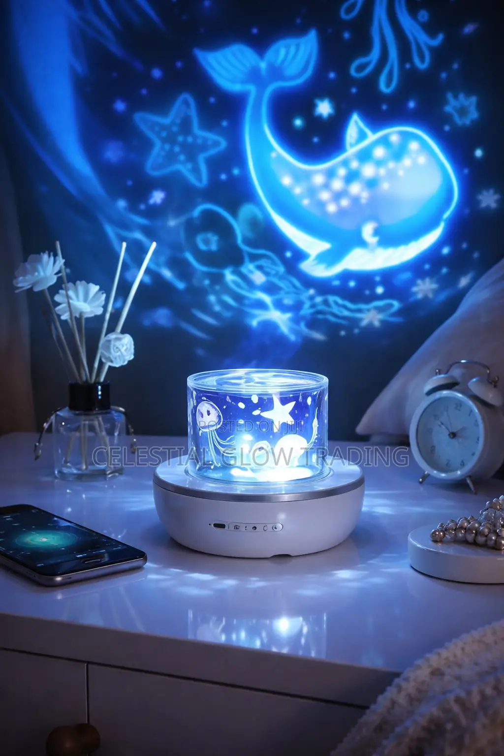 360° Rotating Galaxy Projector Lamp With Music Remote