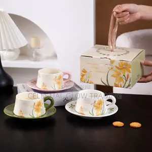 Elegant Ceramic Tea Cup and Saucer Floral Design