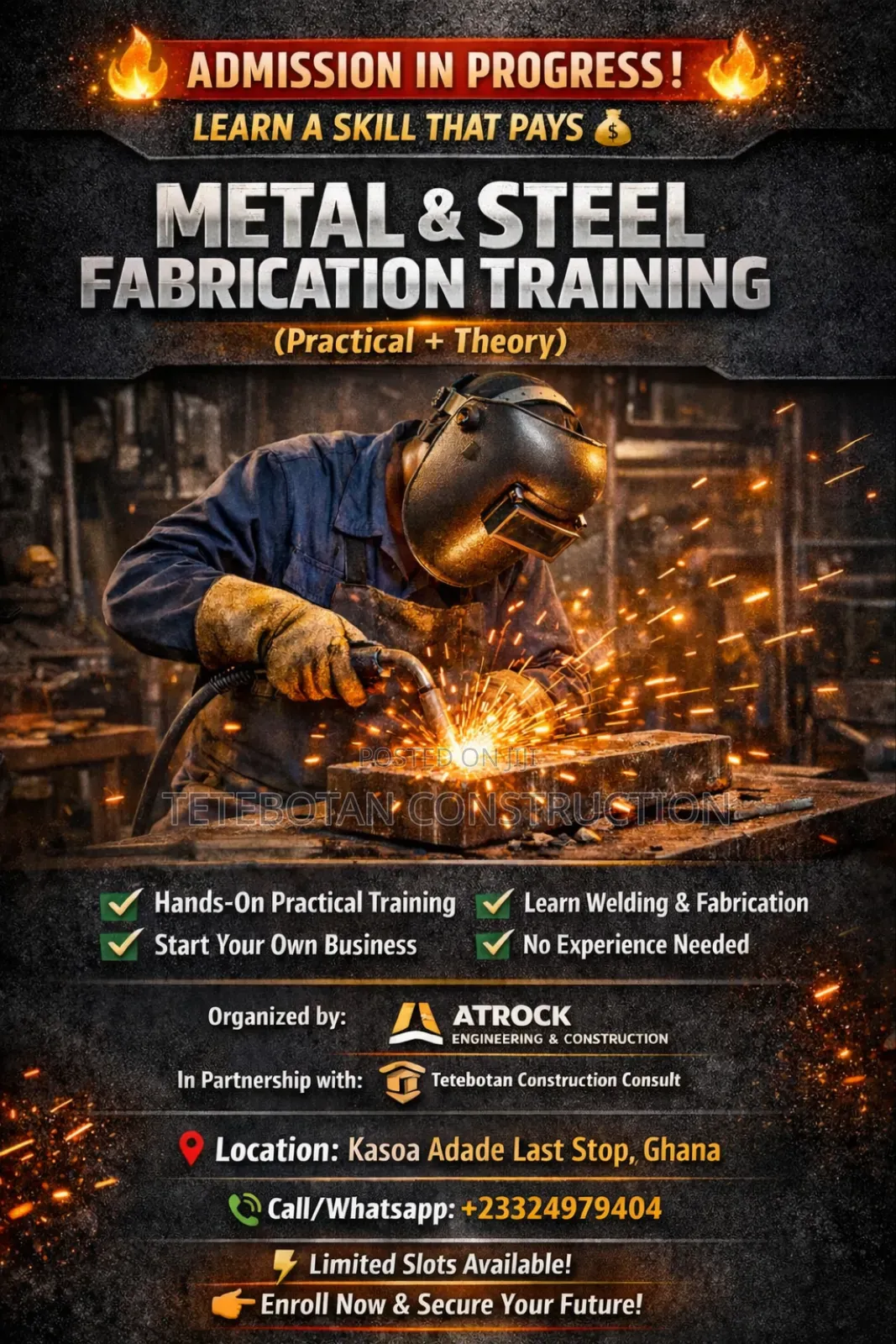 Metal Fabrication Practical Training Admission in Progress