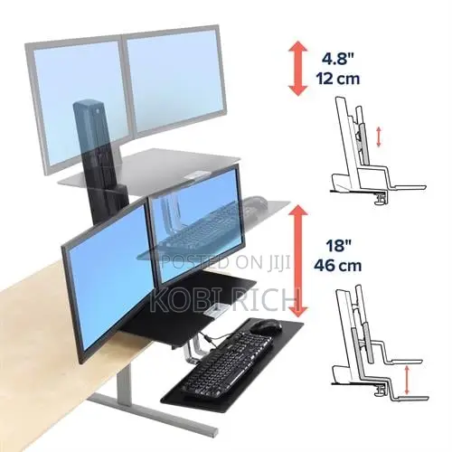 Ergotron Workfit-S, Sit-Stand Dual Workstation With Worksurface