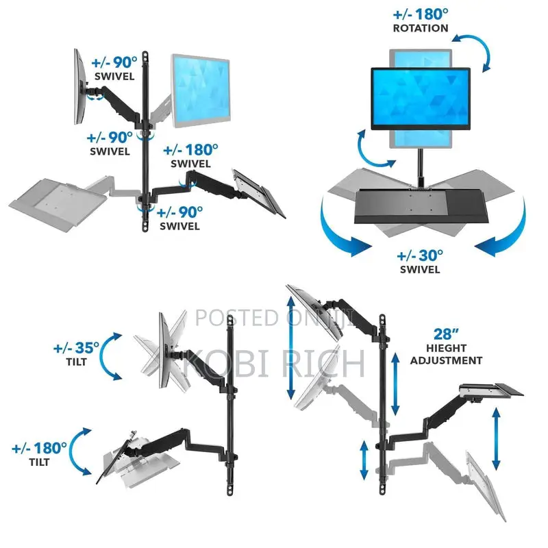 Mount-it Monitor And Cpu Wall Mount And Workstation
