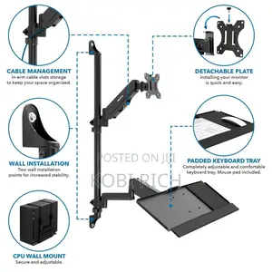 Mount-it Monitor And Cpu Wall Mount And Workstation