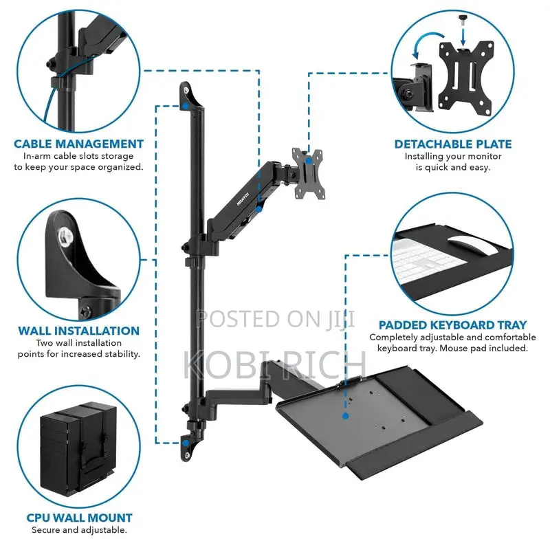 Mount-it Monitor And Cpu Wall Mount And Workstation