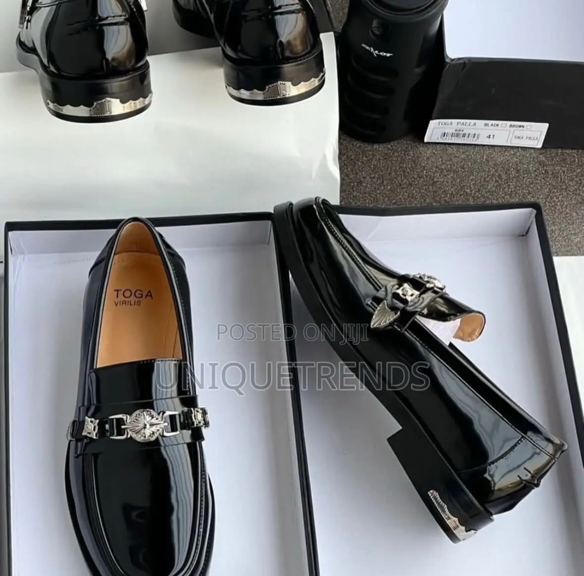 Toga Virilis Black Patent Leather Loafers