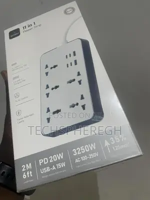 Wiwu 11-in-1 Gan Power Strip - 20w Pd Fast Charger Extension -new