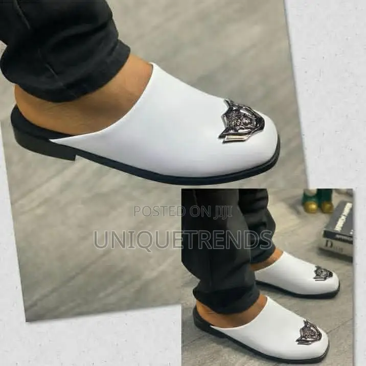 Luxurious Black Versace Leather Half Shoes (Black & White)