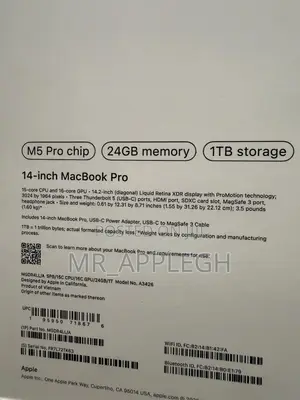 New Laptop Apple MacBook Pro 2025 M5 24GB Apple M5 Pro SSD 1T