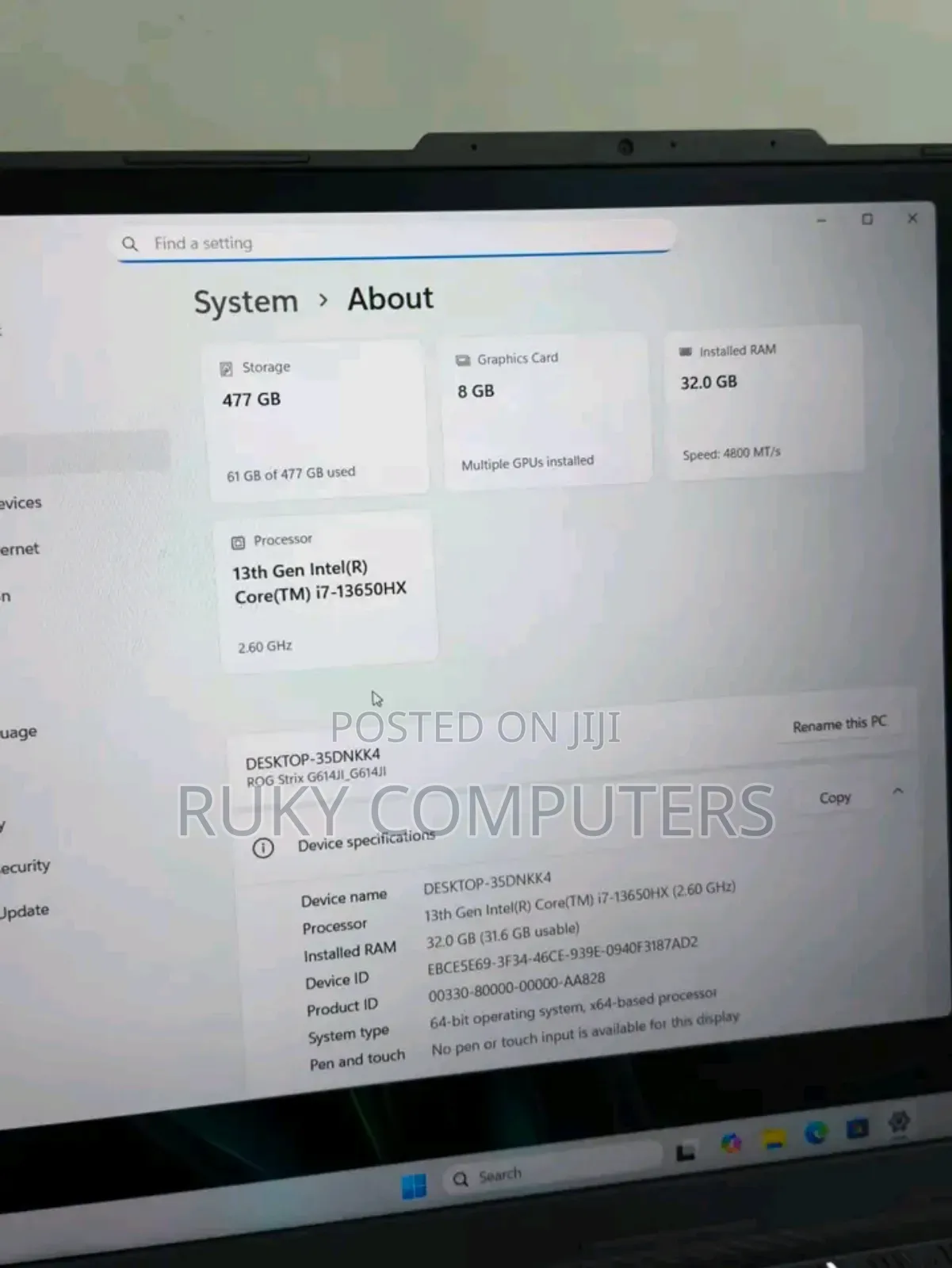 New Laptop Asus ROG Strix G17 32GB Intel Core i7 SSD 512GB