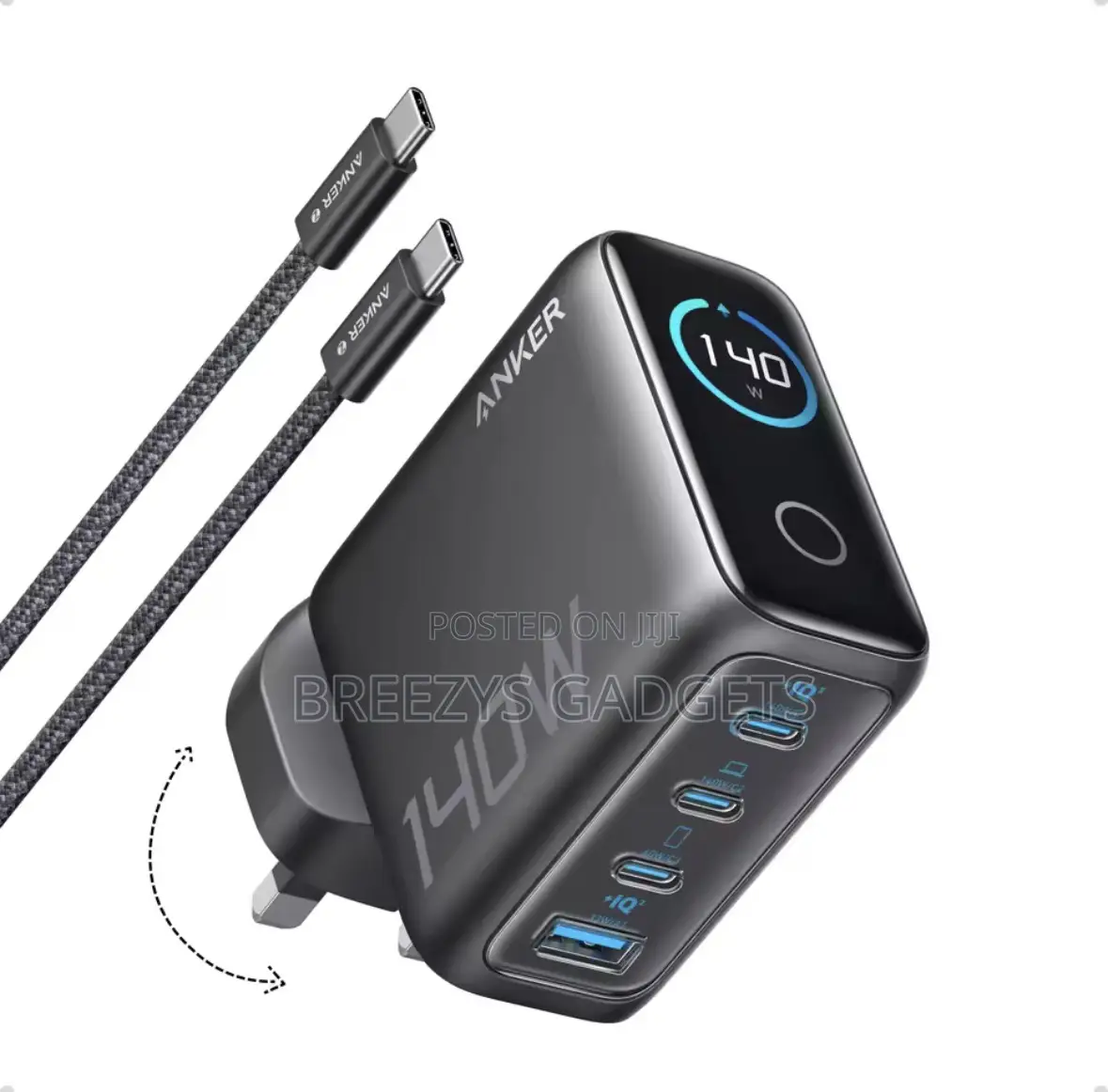 New Anker Zolo Laptop Charger, 140w Usb C Charger, 4-Port Uk Plug