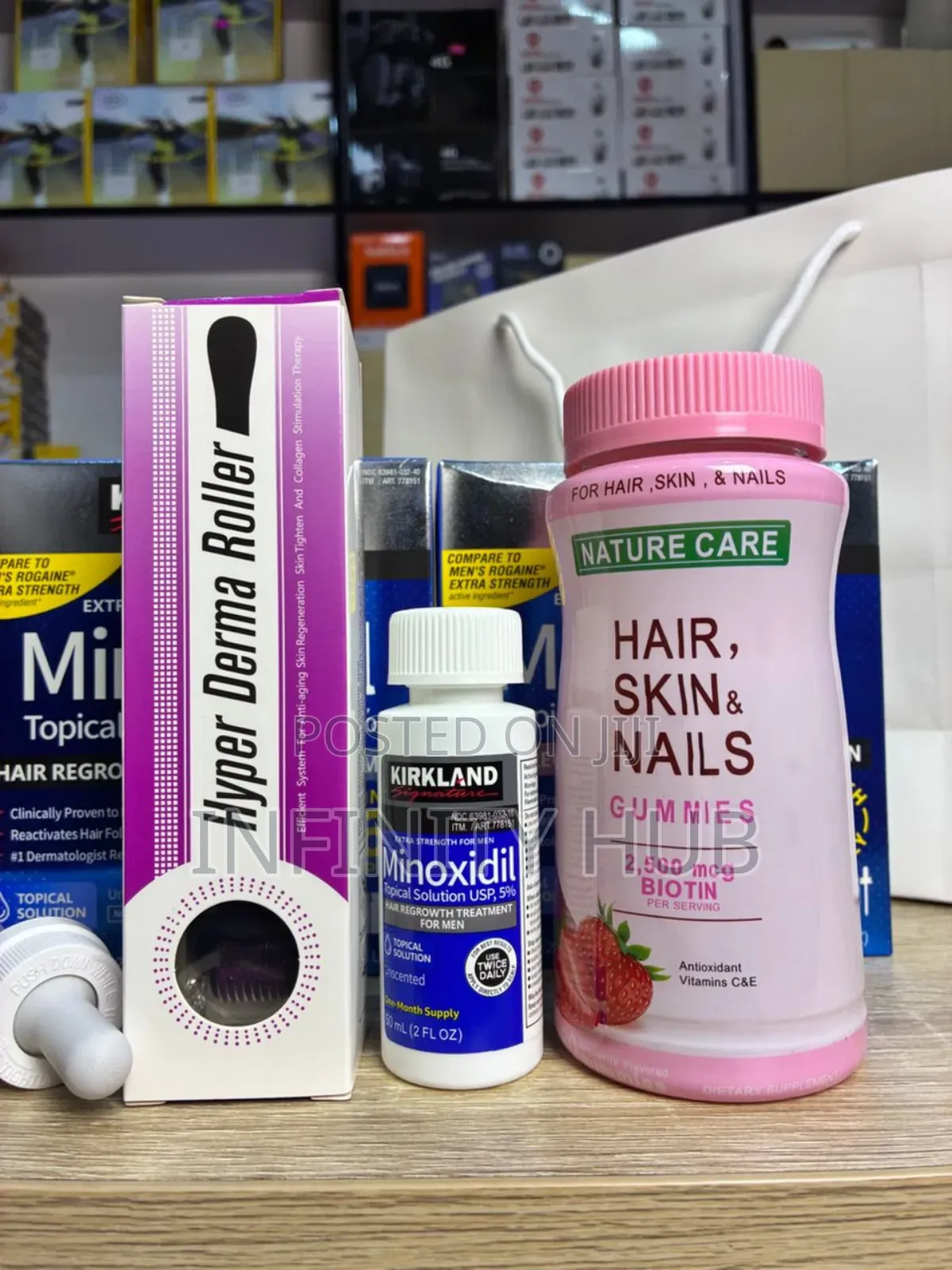 Kirkland Minoxidil, Derma Roller and Gummies