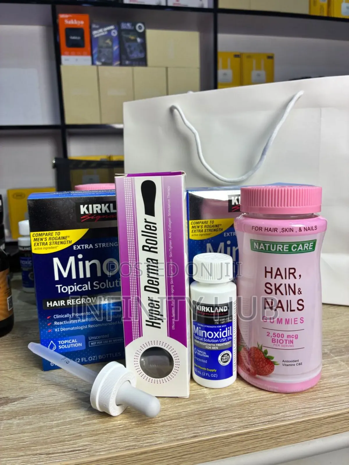 Kirkland Minoxidil, Derma Roller and Gummies