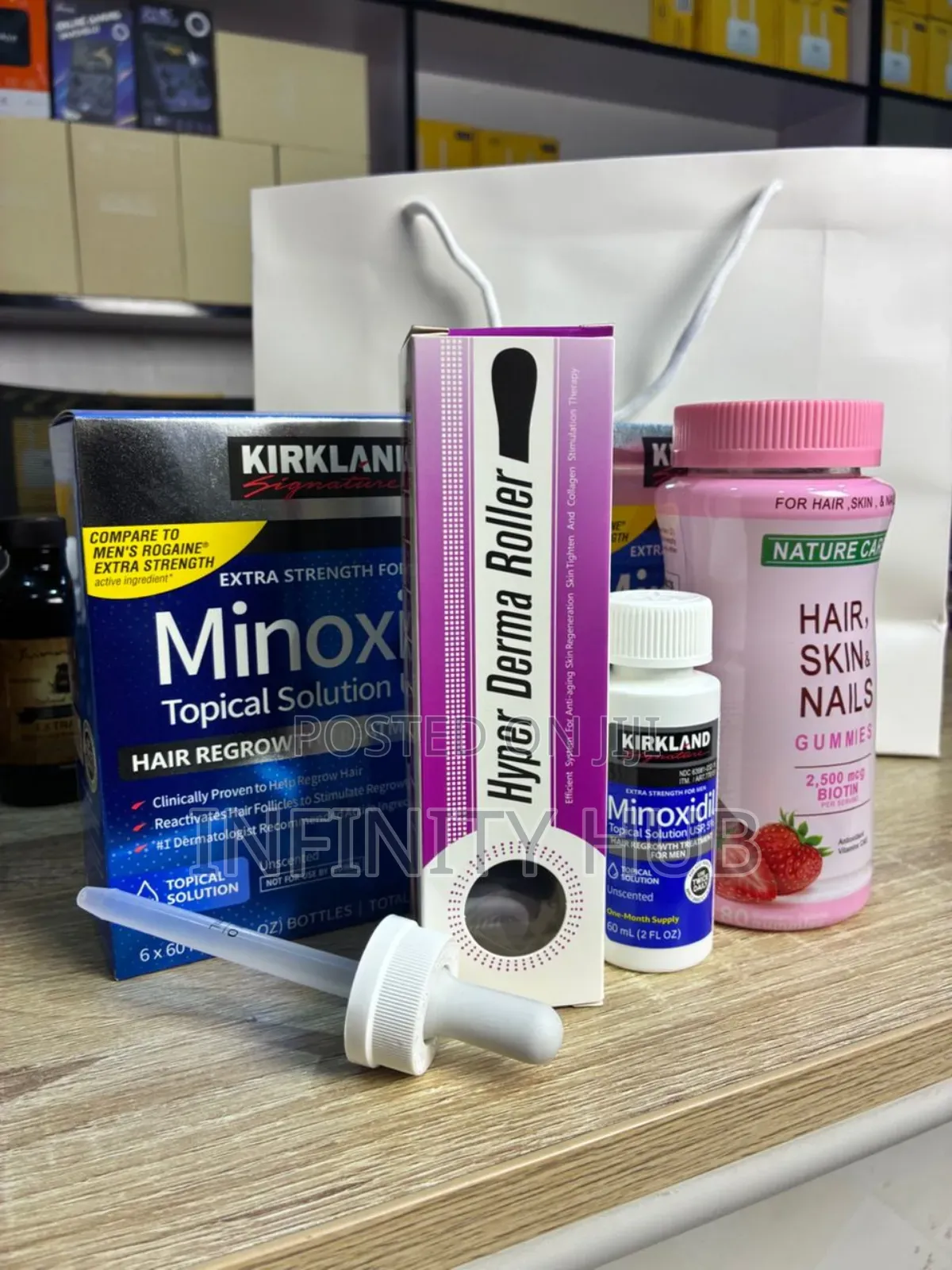 Kirkland Minoxidil, Derma Roller and Gummies