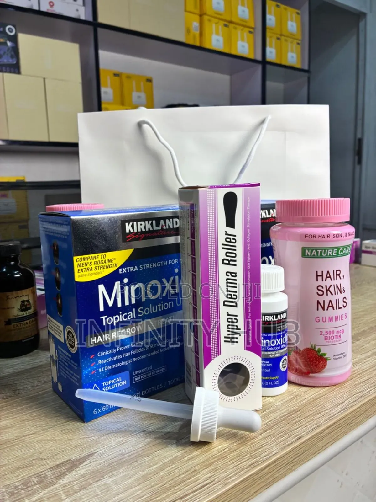 Kirkland Minoxidil, Derma Roller and Gummies