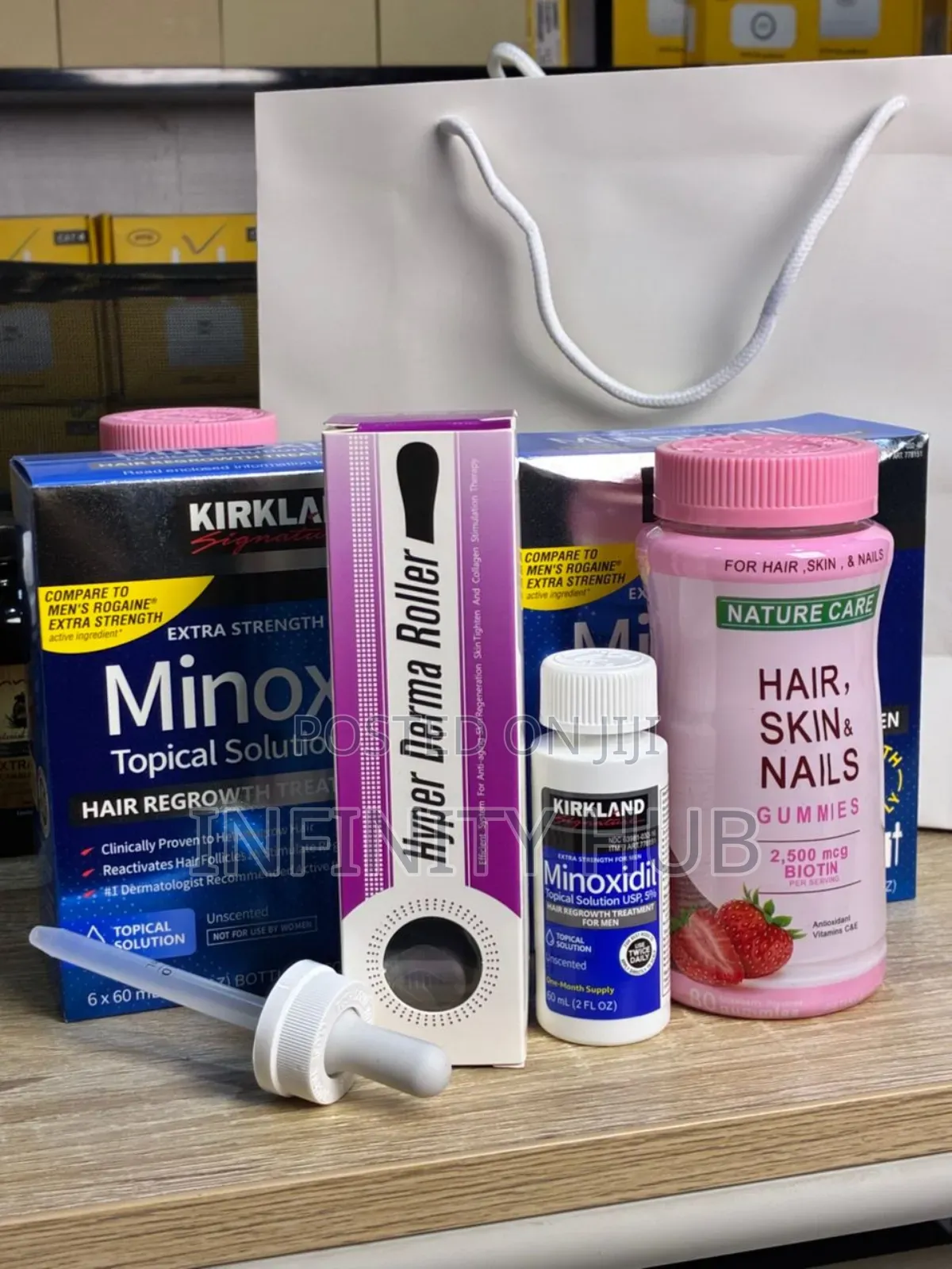 Kirkland Minoxidil, Derma Roller and Gummies