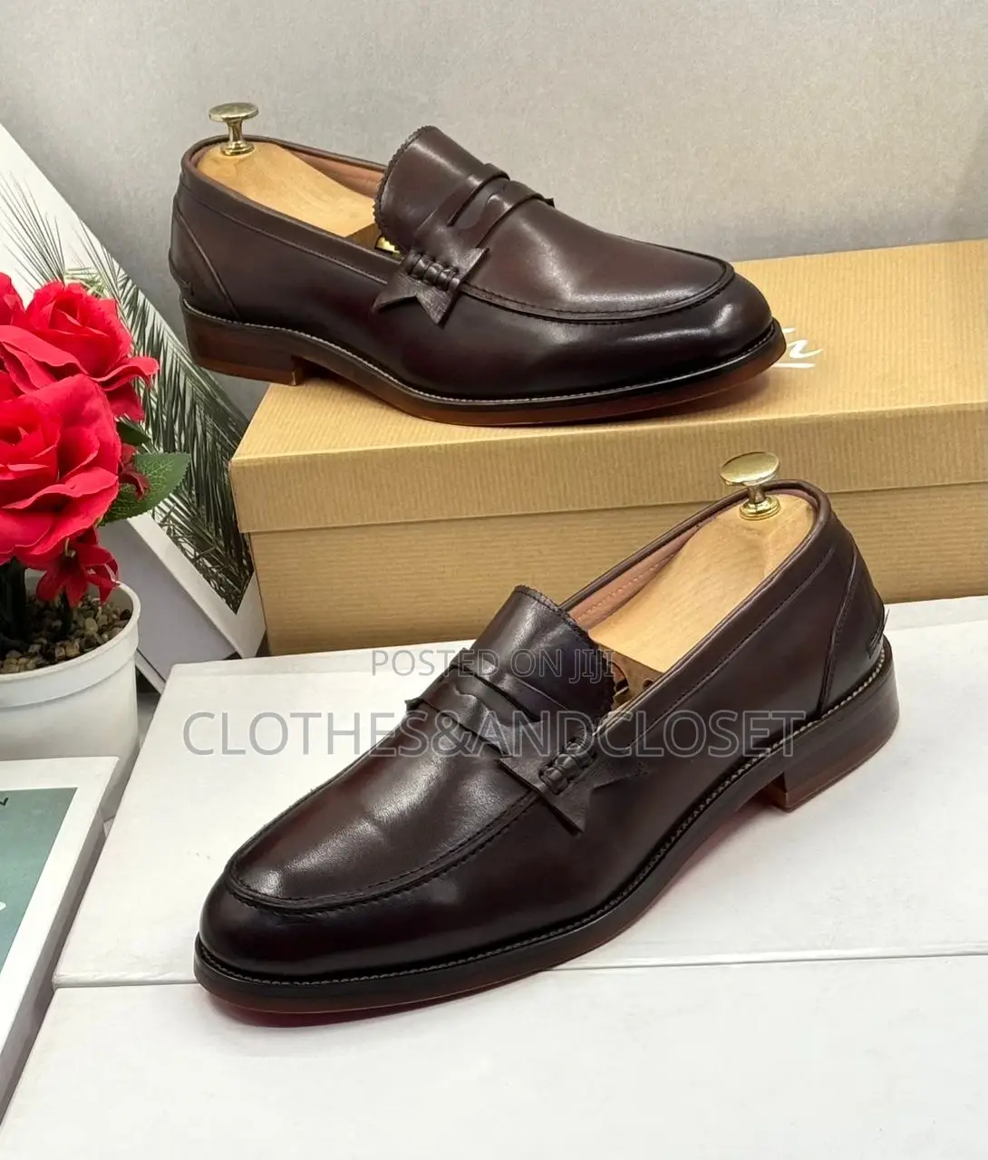 Men’S Brown Leather Penny Loafers