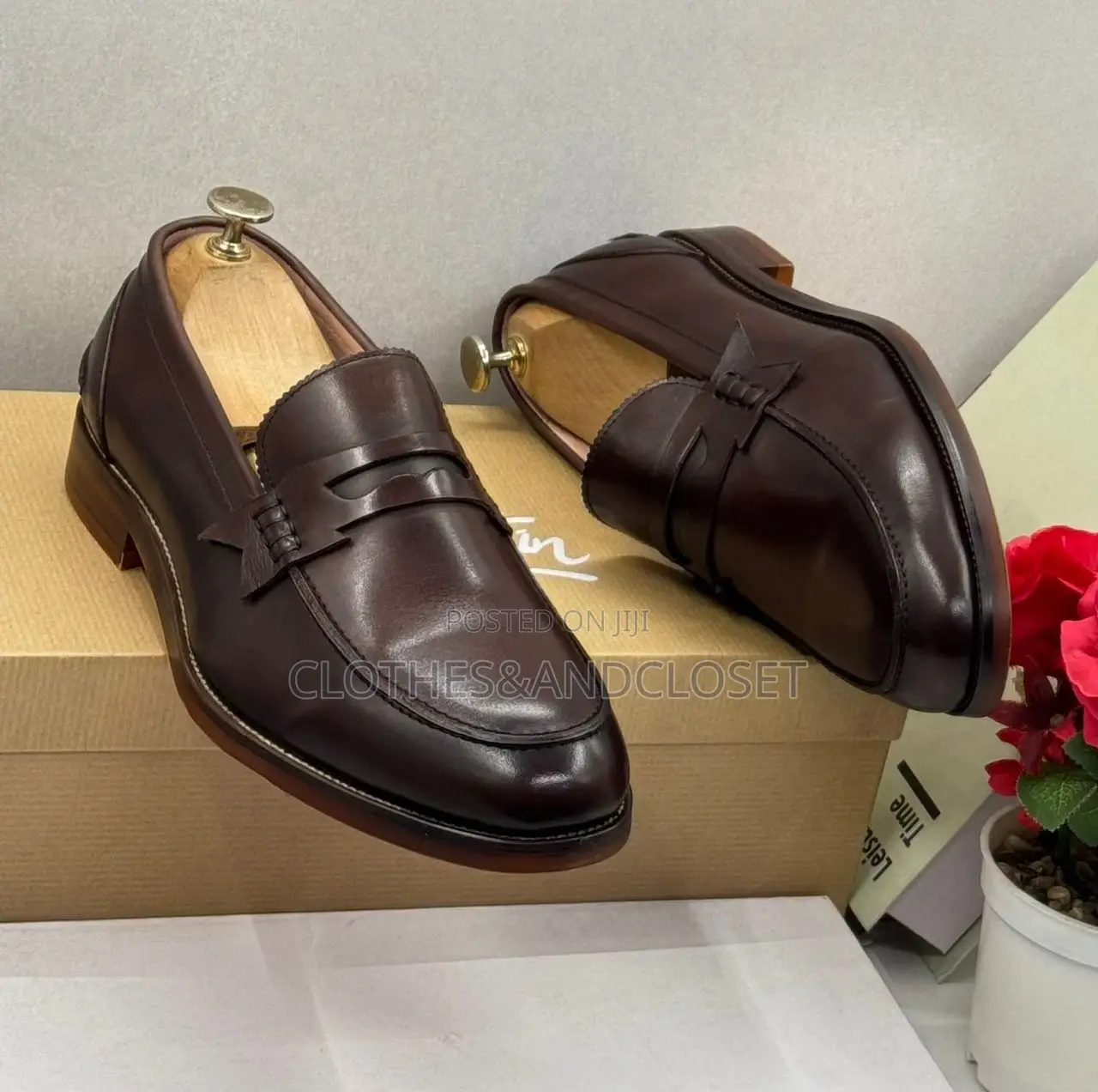 Men’S Brown Leather Penny Loafers