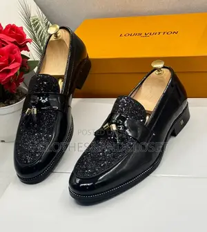 Black Men's Loafers Feature a Patent Leather