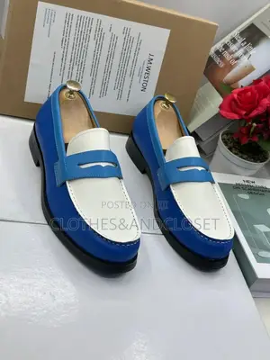 Blue and White J.M. Weston 180 Loafers