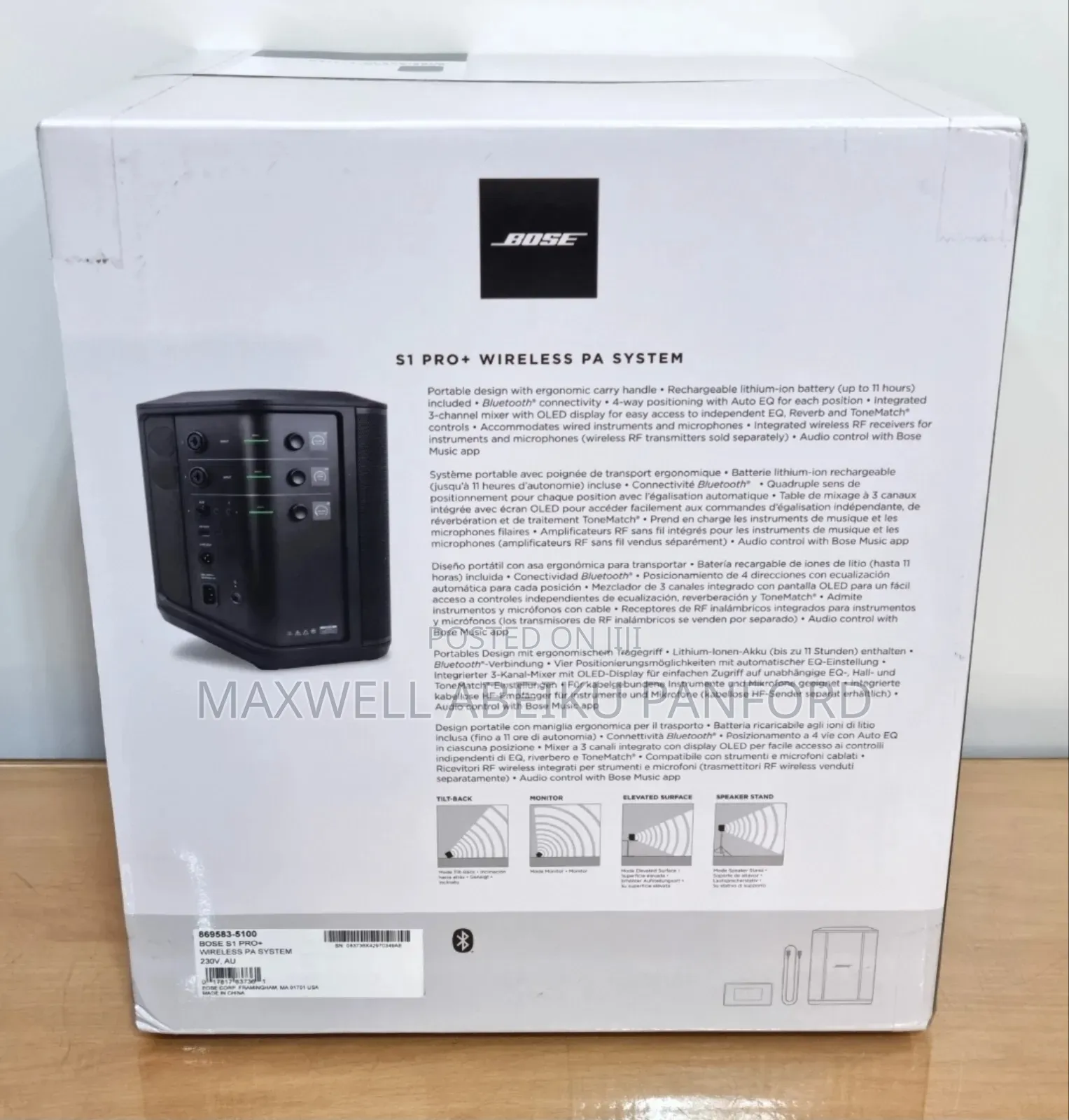 Bose S1 Pro+ Portable Rechargeable Bluetooth Wireless Pa System