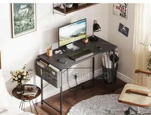 Computer Desk (Metal Base) Black