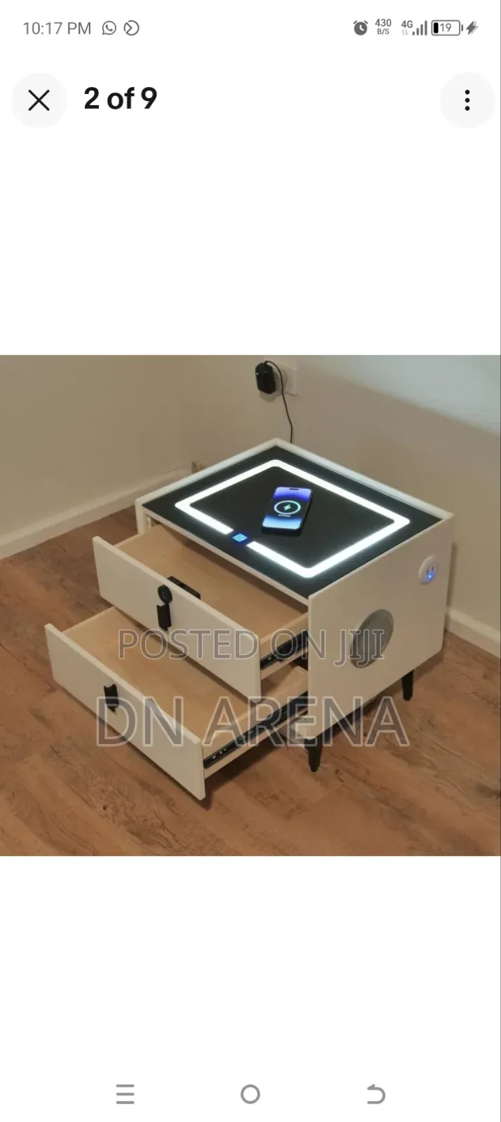 Smart Led Wireless Bedside Drawer Table +Speaker+ Charger+ Usb Port