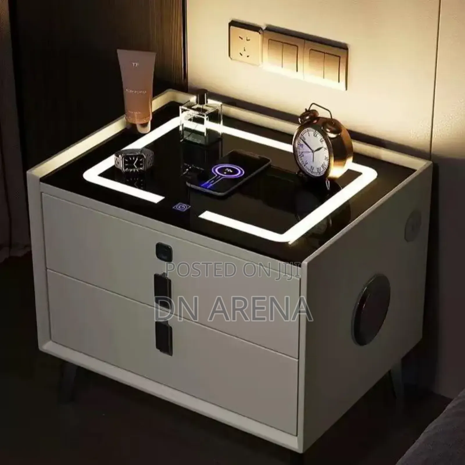 Smart Led Wireless Bedside Drawer Table +Speaker+ Charger+ Usb Port