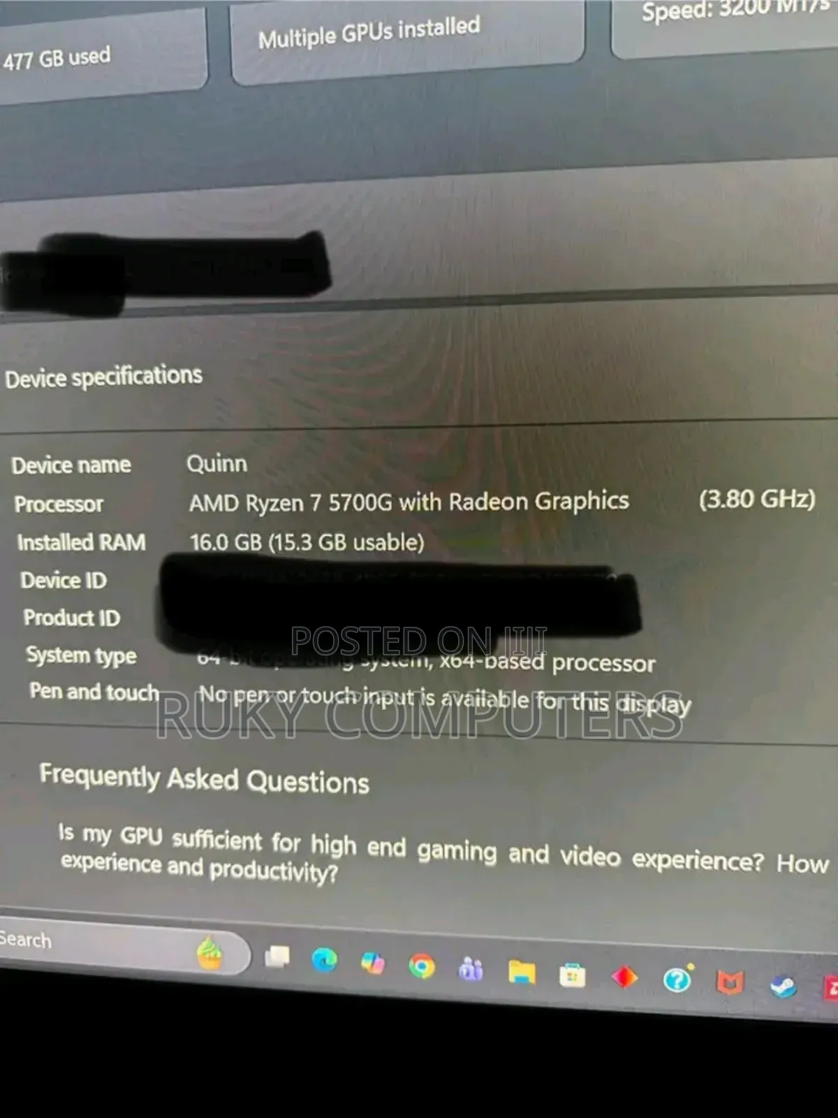 New Desktop Computer HP Pavilion 570 16GB AMD Ryzen 7 SSD 1T