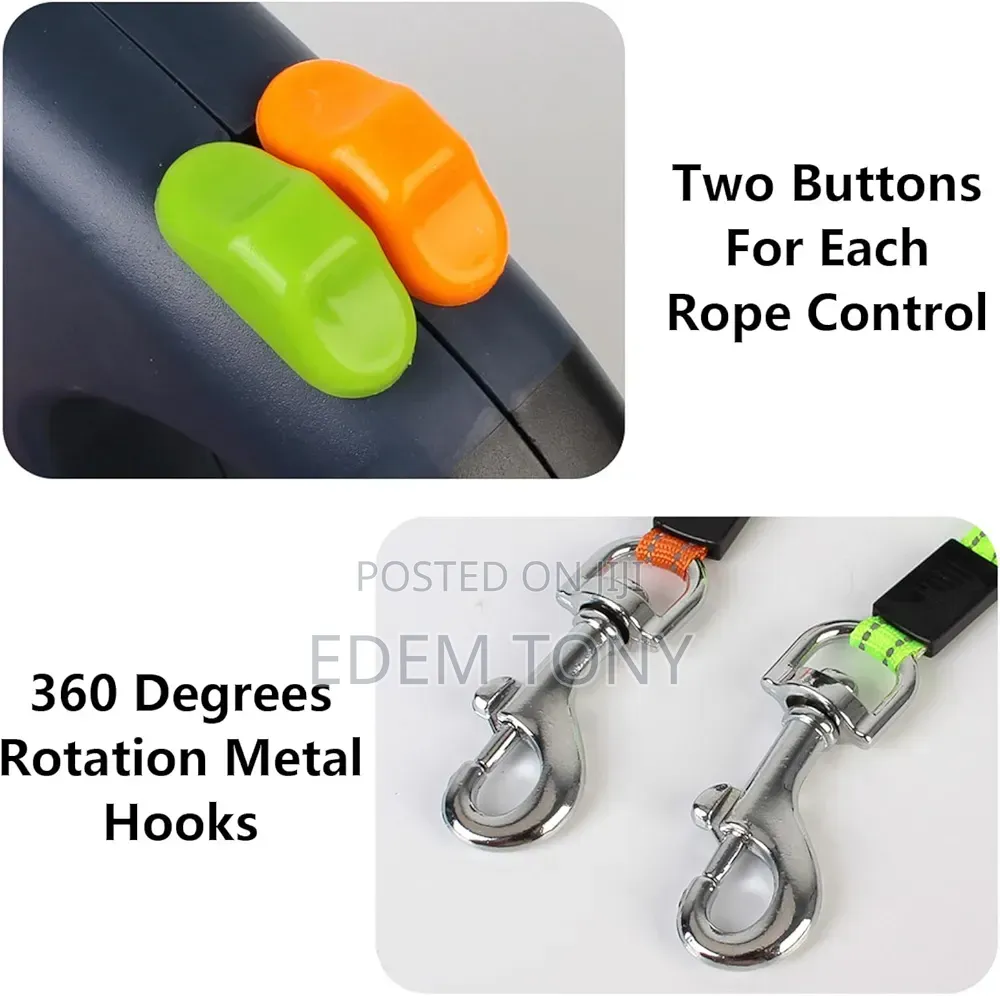 Double Retractable Dog Leash for Two Dogs, Led Light - S/M Dogs