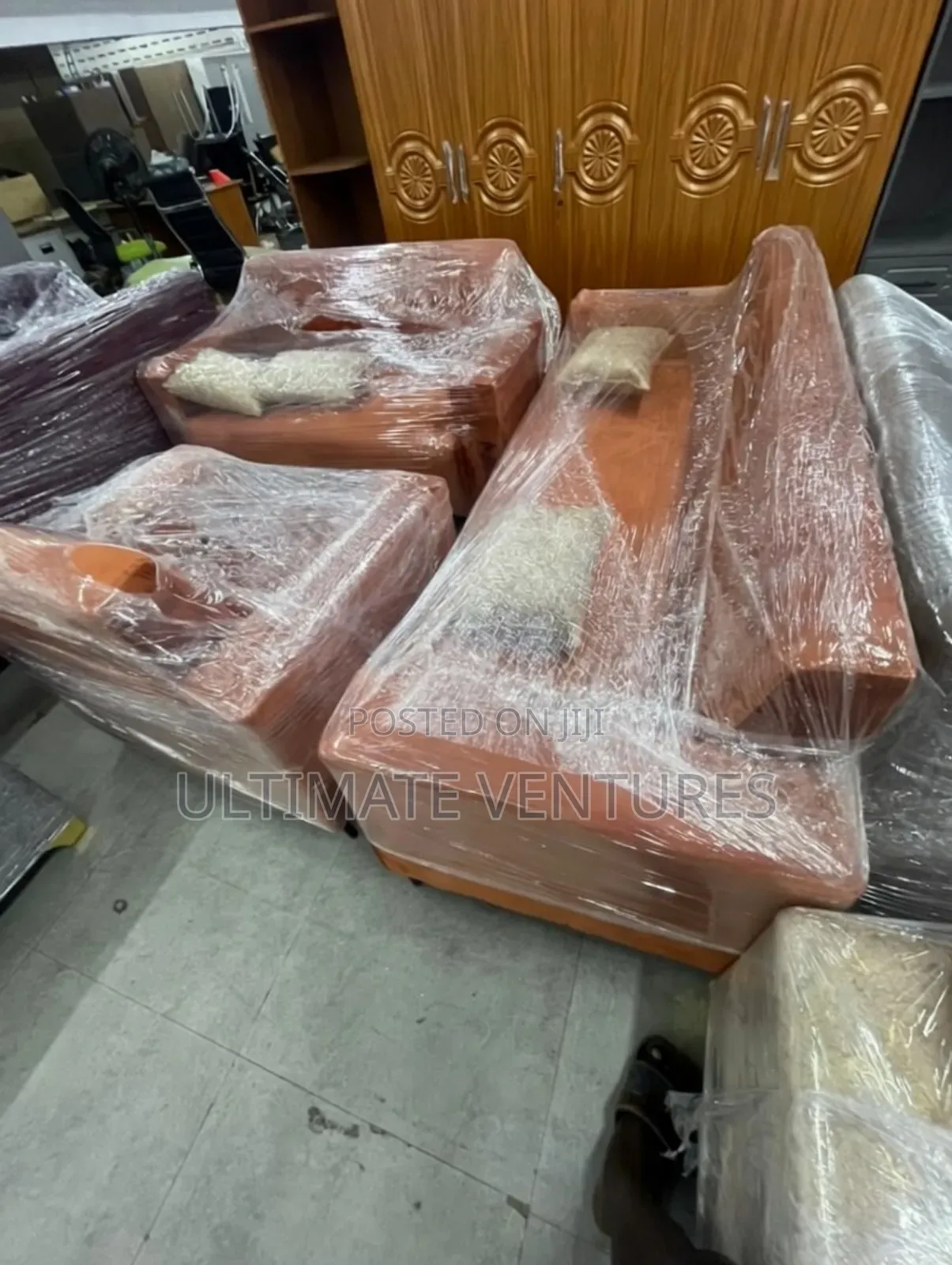 3-Piece Terracotta Orange Sofa Set