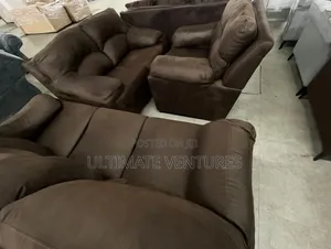 Modern 3-Piece Brown Fabric Sofa Set