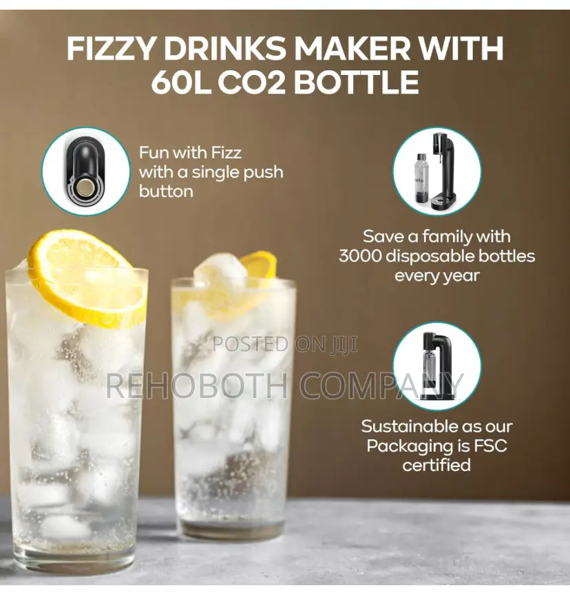 Cello Sparkling Water And Soda Maker Machine In Black