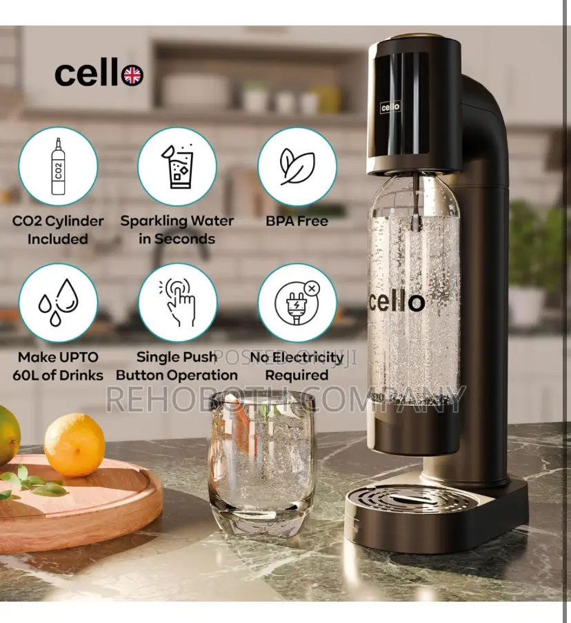 Cello Sparkling Water And Soda Maker Machine In Black