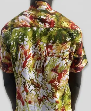 Men’S Handmade Batik Short Sleeve Button-Down Shirt
